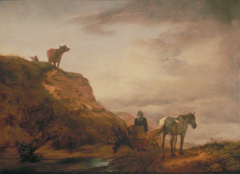 Landscape with a Grey Horse and Figures by the Wayside
