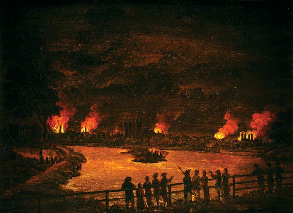 Figures by Chelsea Waterworks, London, Observing the Fires of the Gordon Riots, 7 June 1780