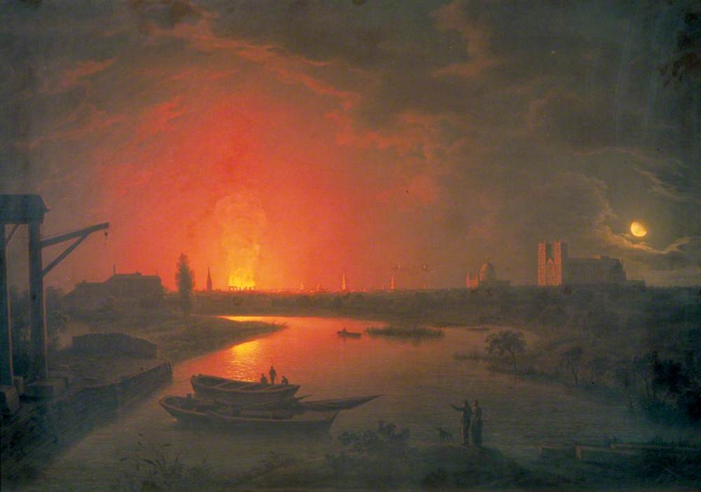 Old Drury Lane Theatre on Fire, London, 24 February 1809