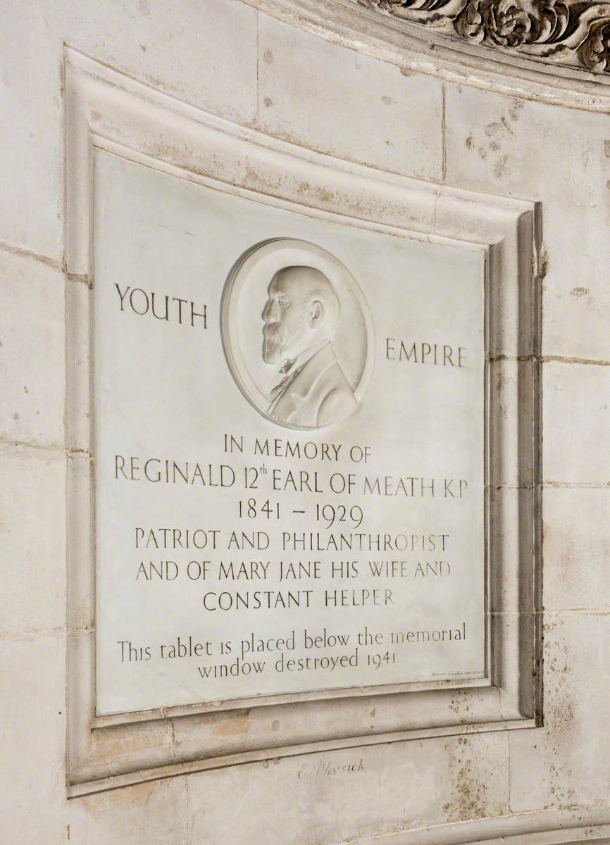 Mural Tablet, Monument to Reginald, 12th Earl of Meath (1841–1929), KP