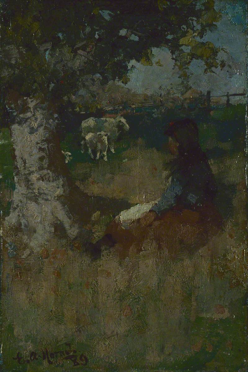 Landscape with a Girl and a Sheep