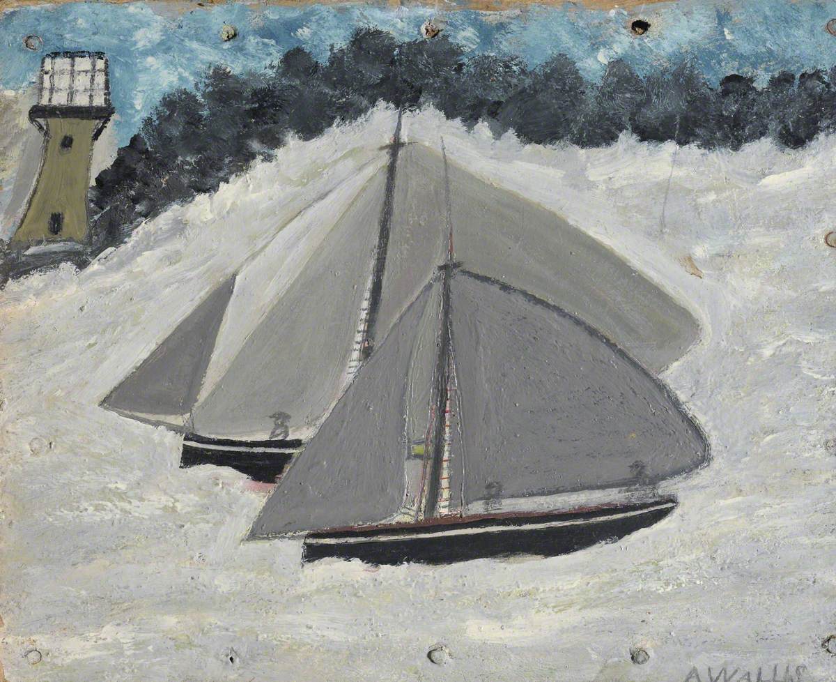 Two Sailing Ships with a Lighthouse