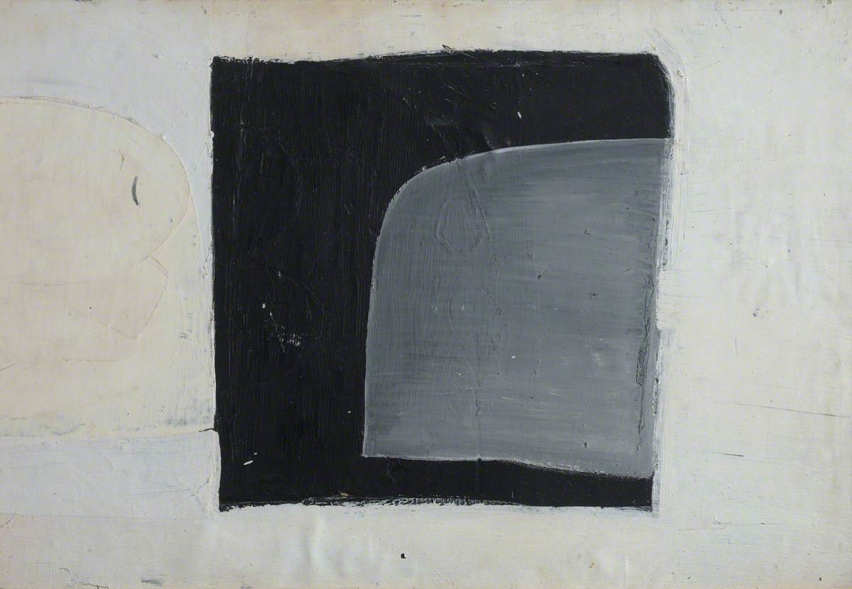 Composition (Grey Form over Black Square)