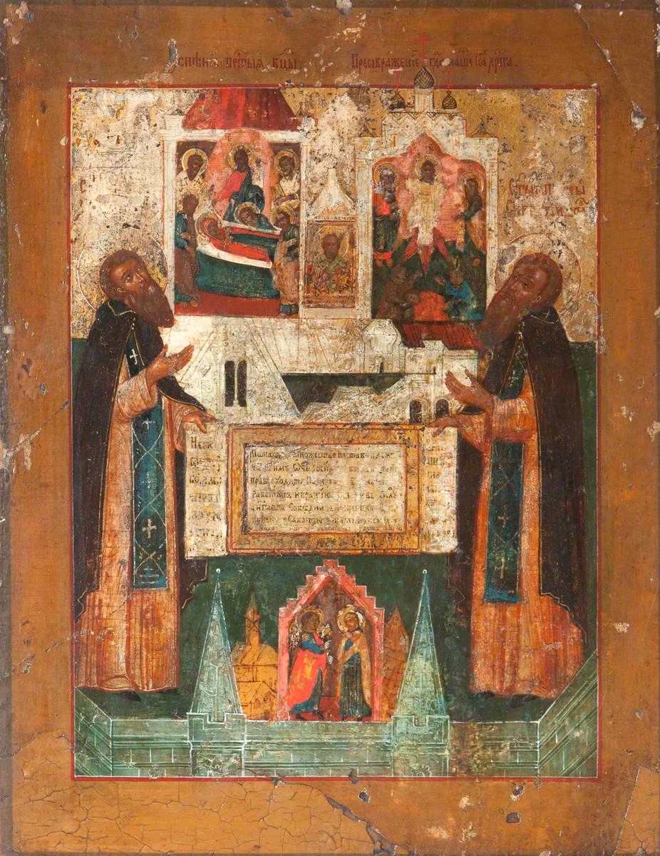 Icon with Saints Zossim and Savatti and the Dormition of the Virgin Saint Nicholas*