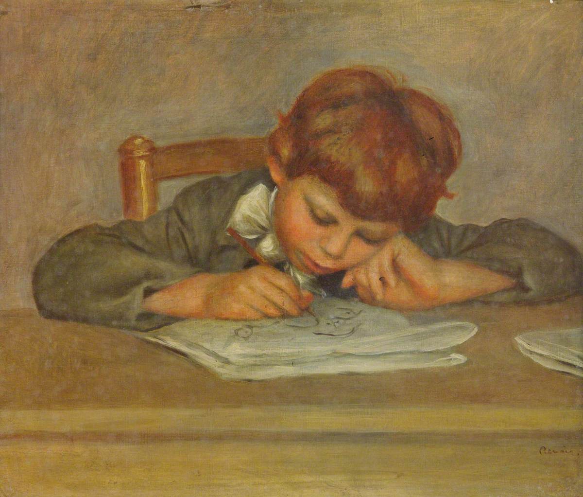 A Little Boy Writing