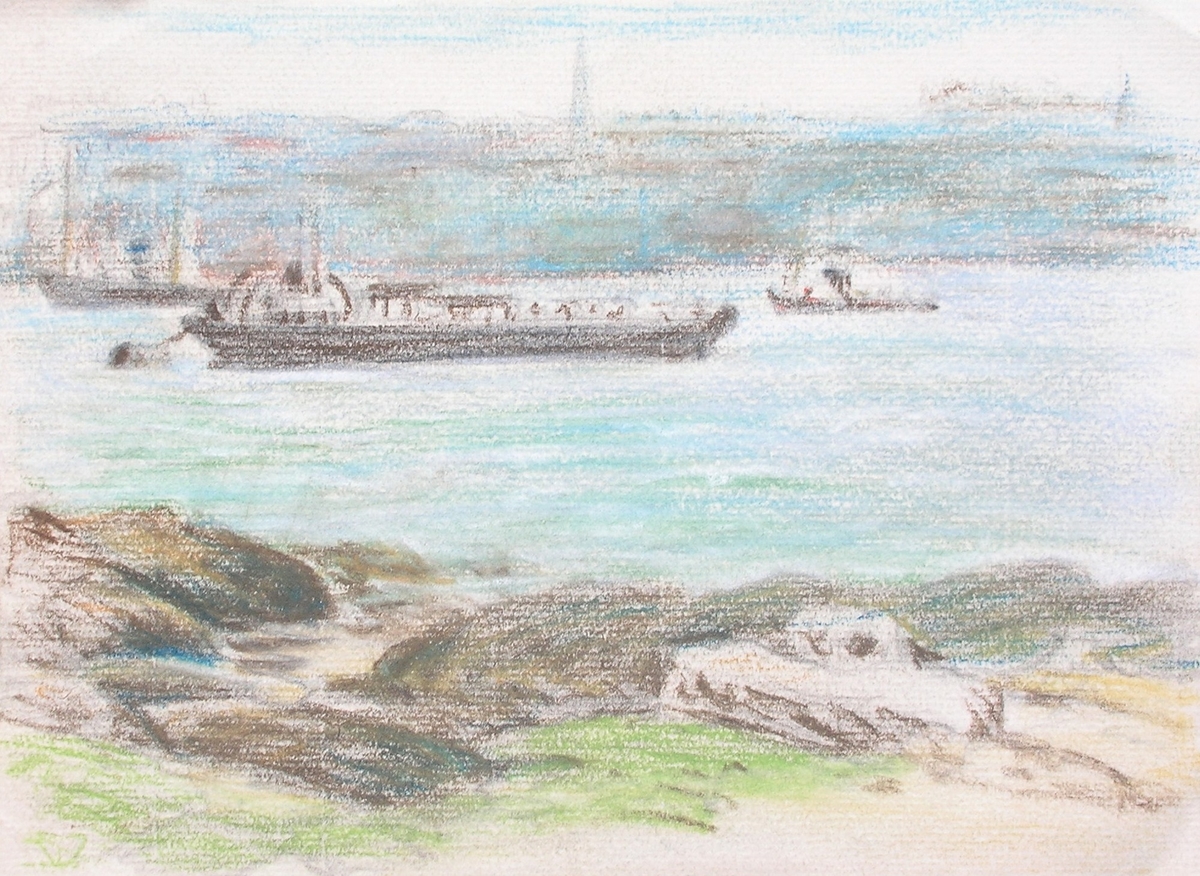 A Port Scene with Ship