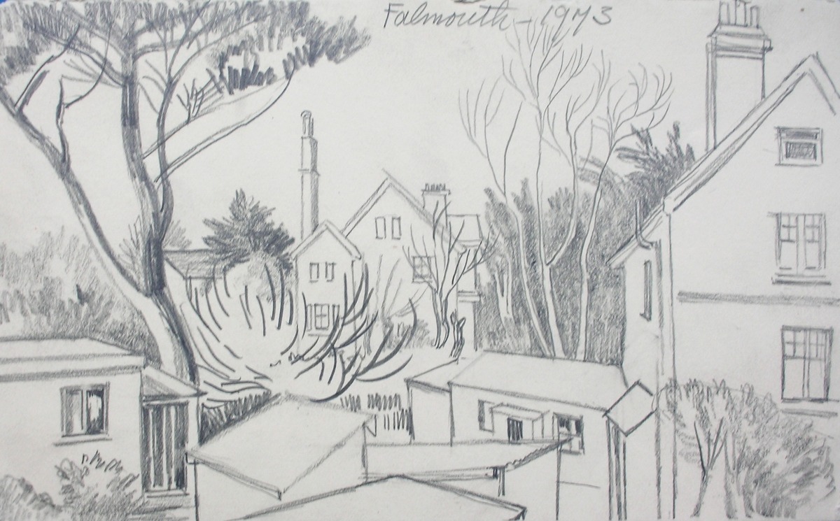 House Scene with Tall Trees