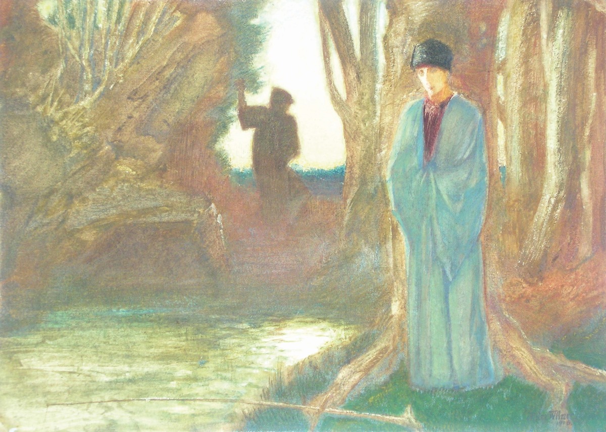 Robed Figure by a Pool