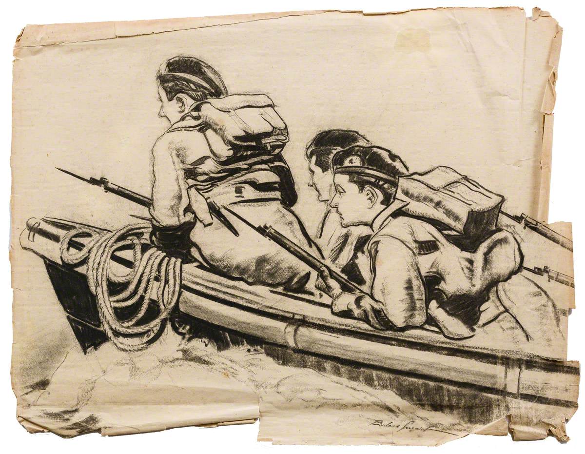 Three Armed Soldiers in a Boat