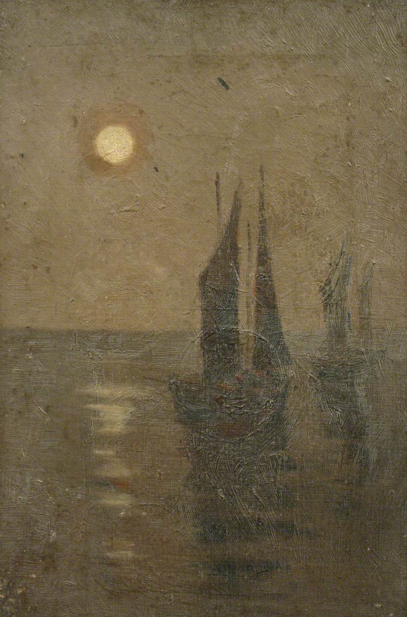 Ships on Water by Moonlight