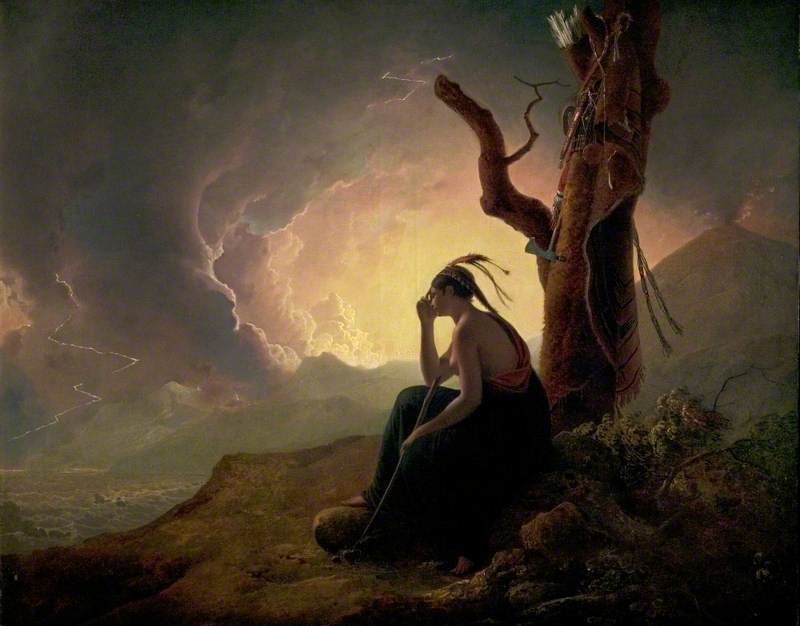 The Widow of an Indian Chief Watching the Arms of Her Deceased Husband