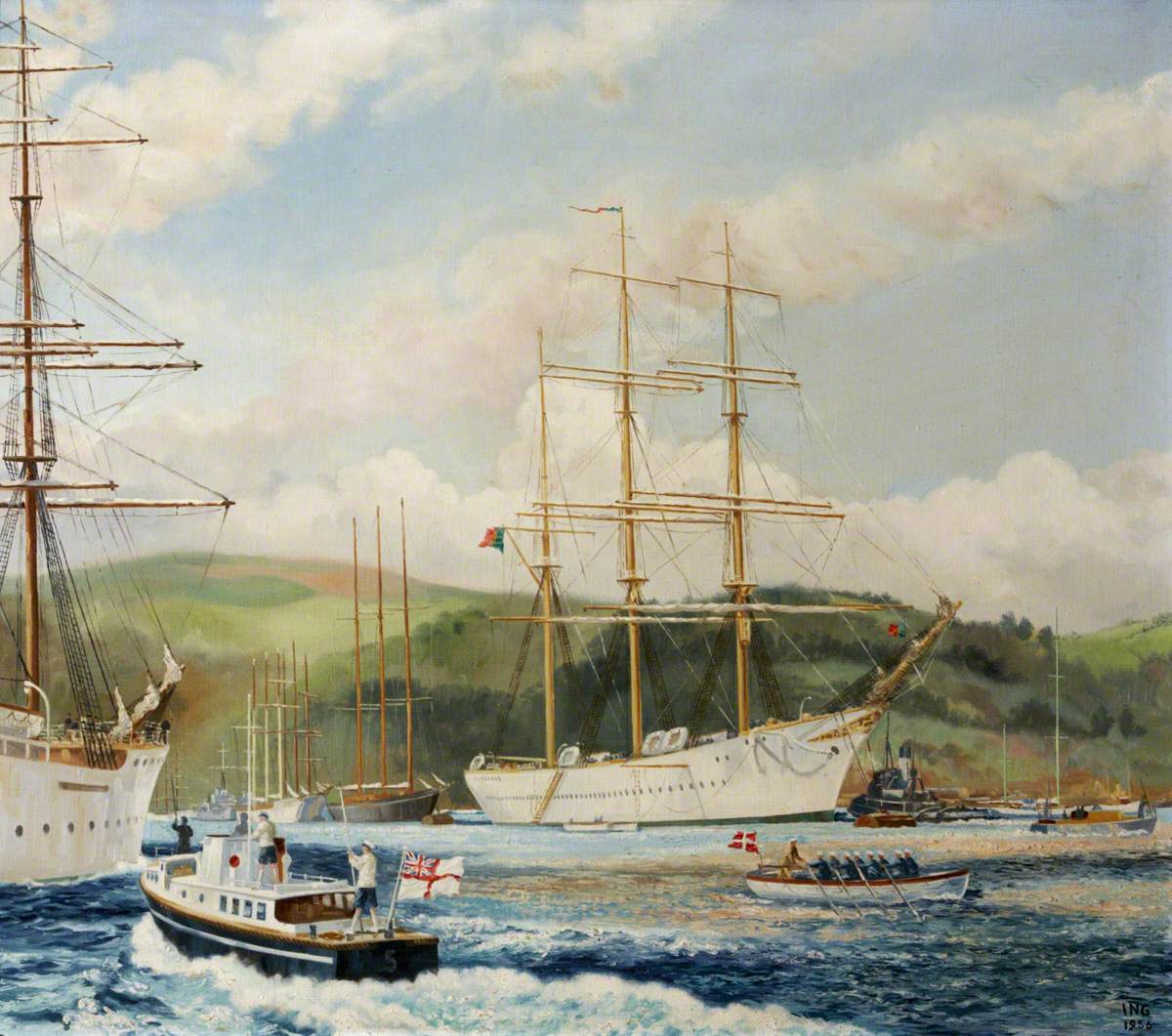 Tall Ships in Dartmouth Harbour, Devon, prior to a Race