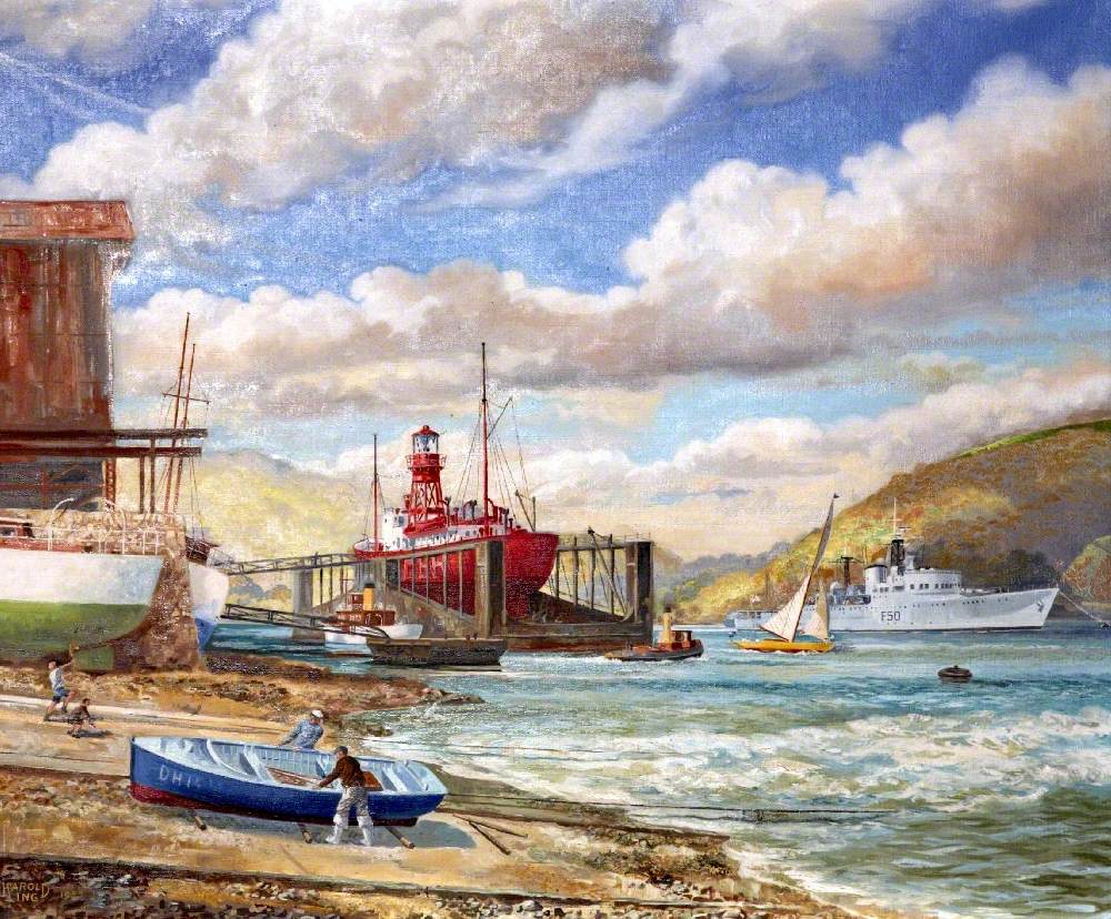 Lightship under Repair, HMS 'Venus' in the Background