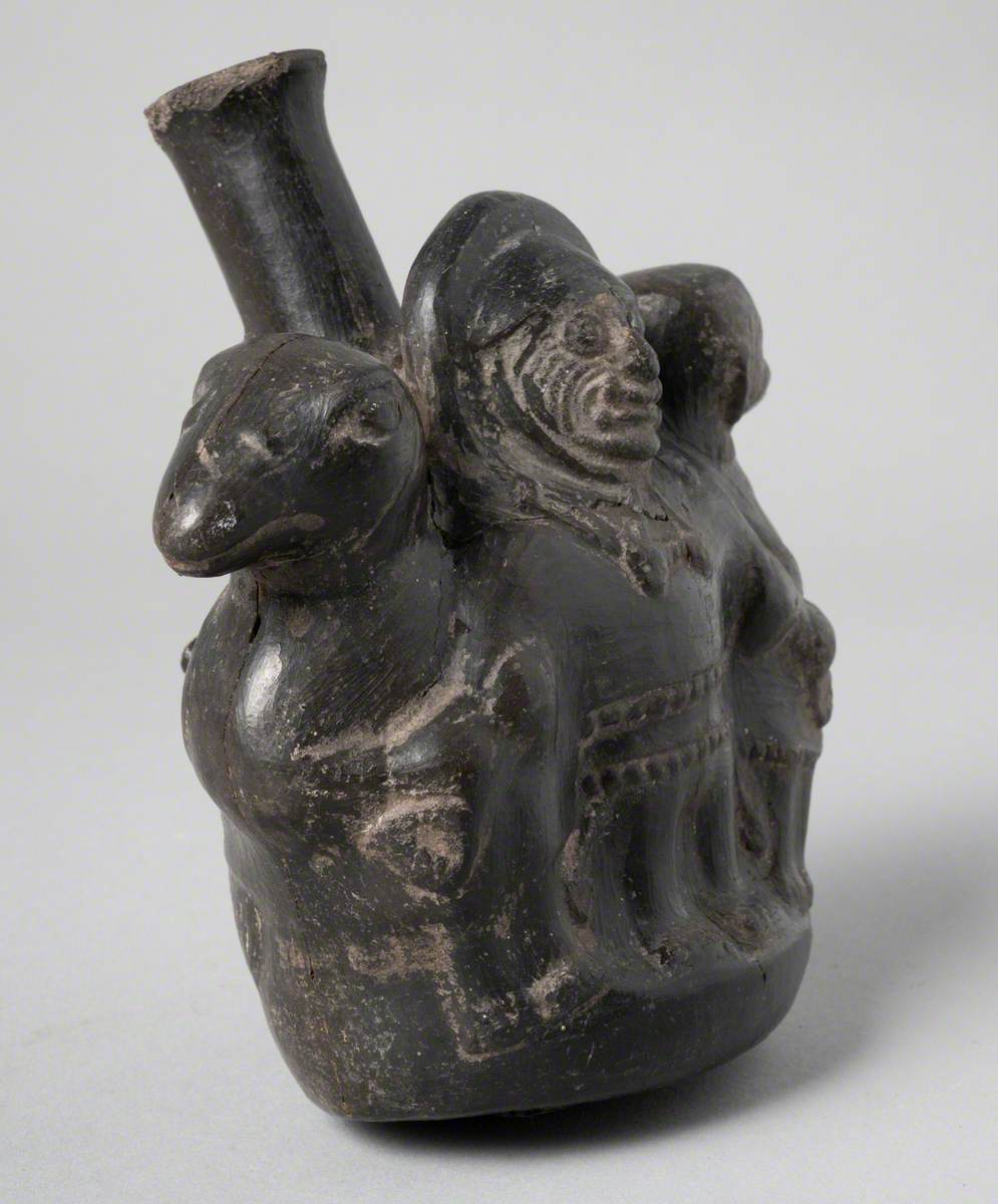 Chimu Vessel with Two Animals and a Human