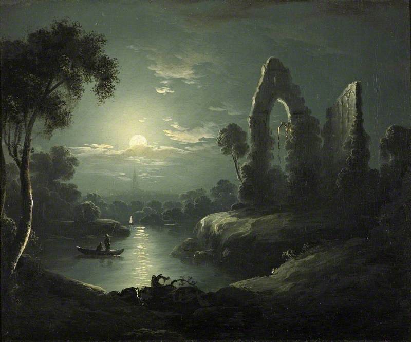 Moonlit River Landscape