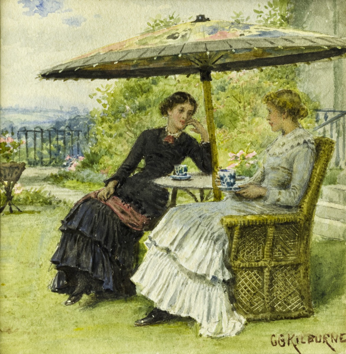 Two Women under an Umbrella