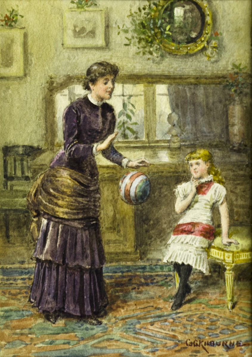 Woman and Girl Playing Ball