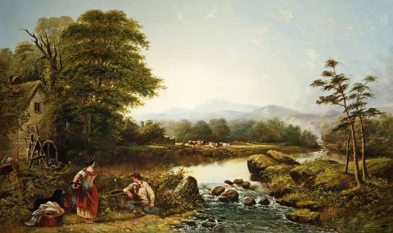 Landscape with Figures by a Waterfall