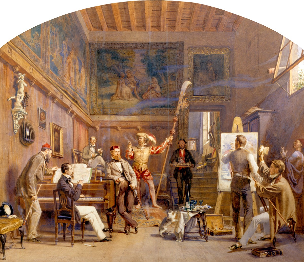 An Artist at Work in His Studio with Model and Other Figures (The Artist's Studio, Venice)