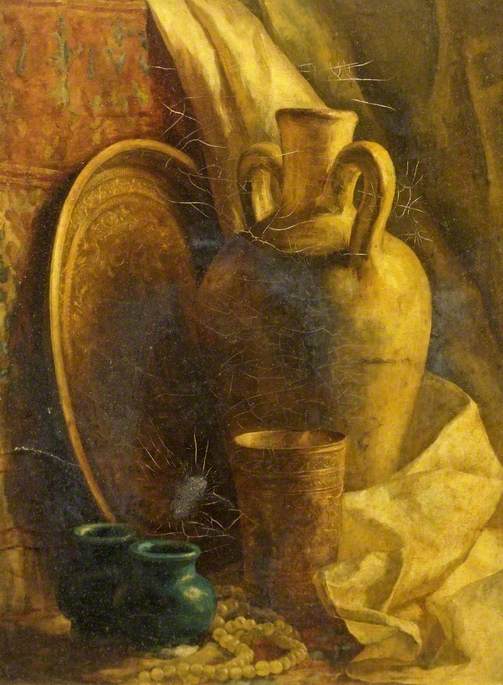 Still Life with Pot, Plate and Beads