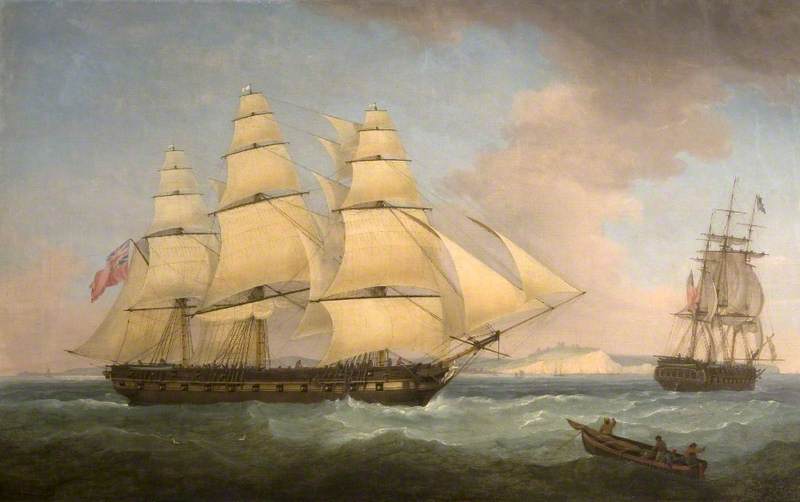A Portrait of an East Indiaman off Dover, Kent