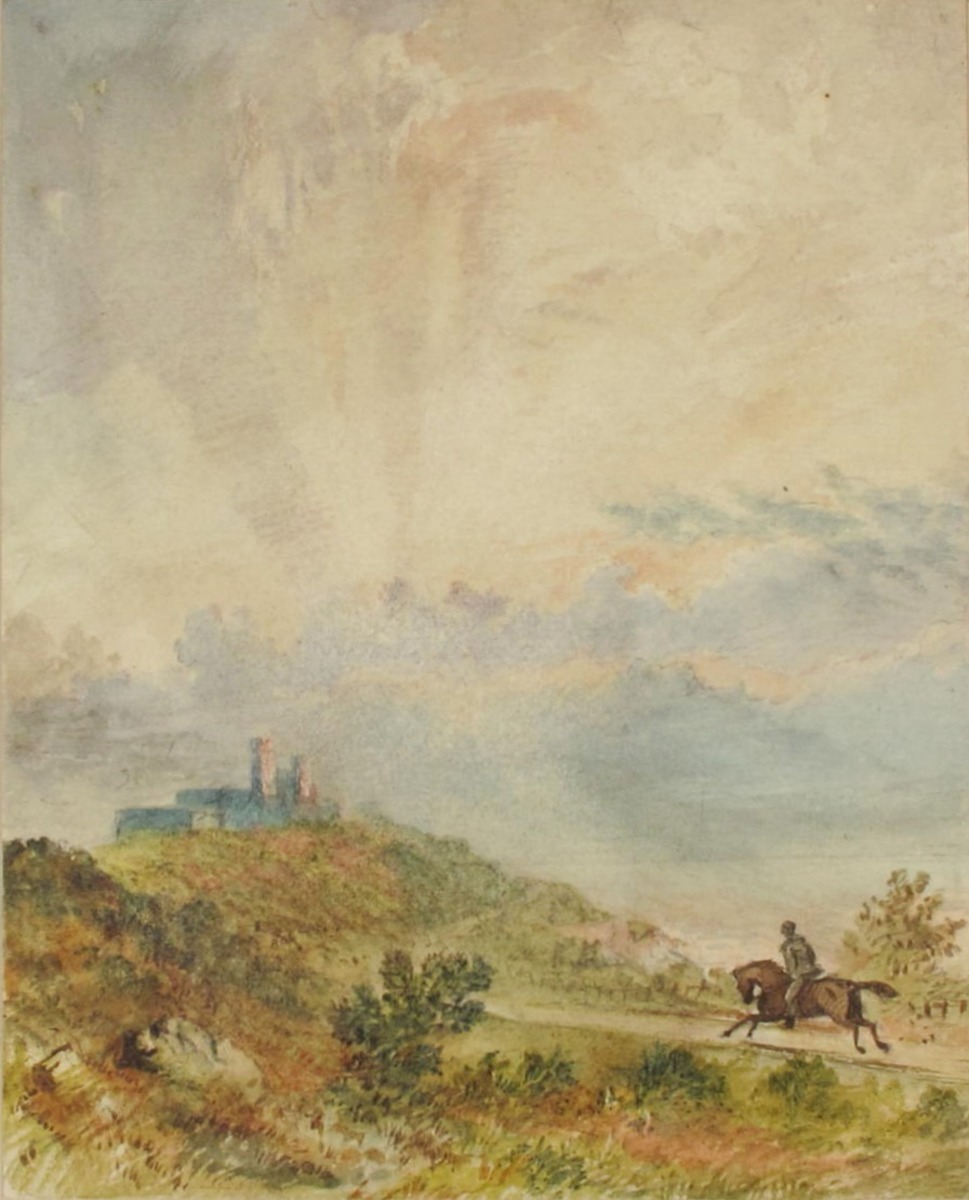 Horseman riding to castle