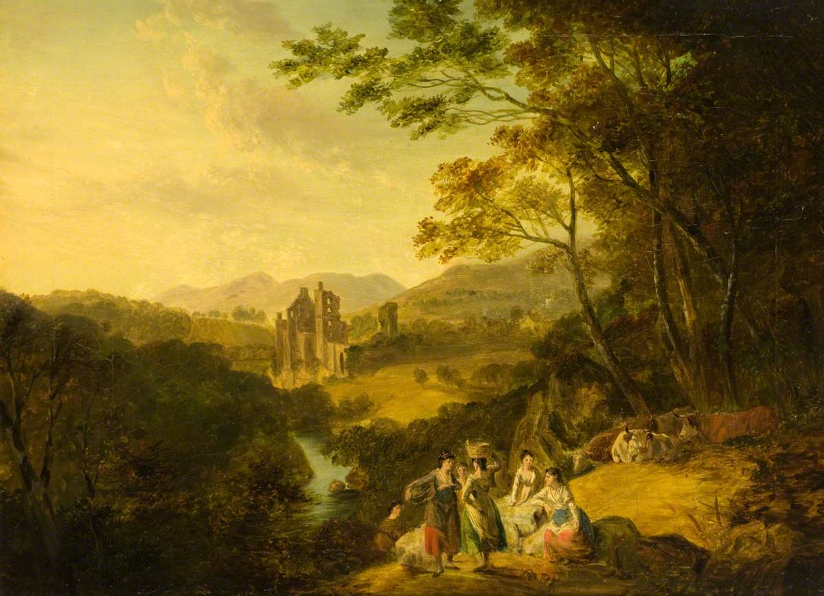 Rosslyn Castle with Washerwomen and Cattle