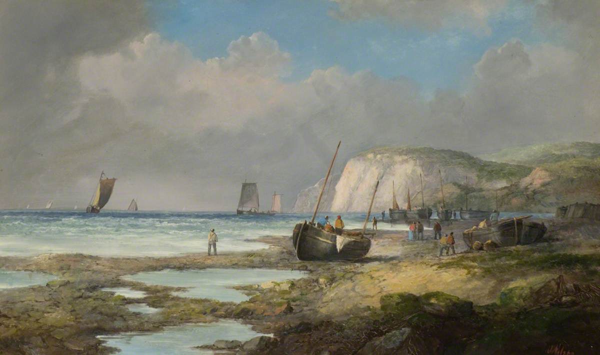 Seascape with Fishing Boats and a House