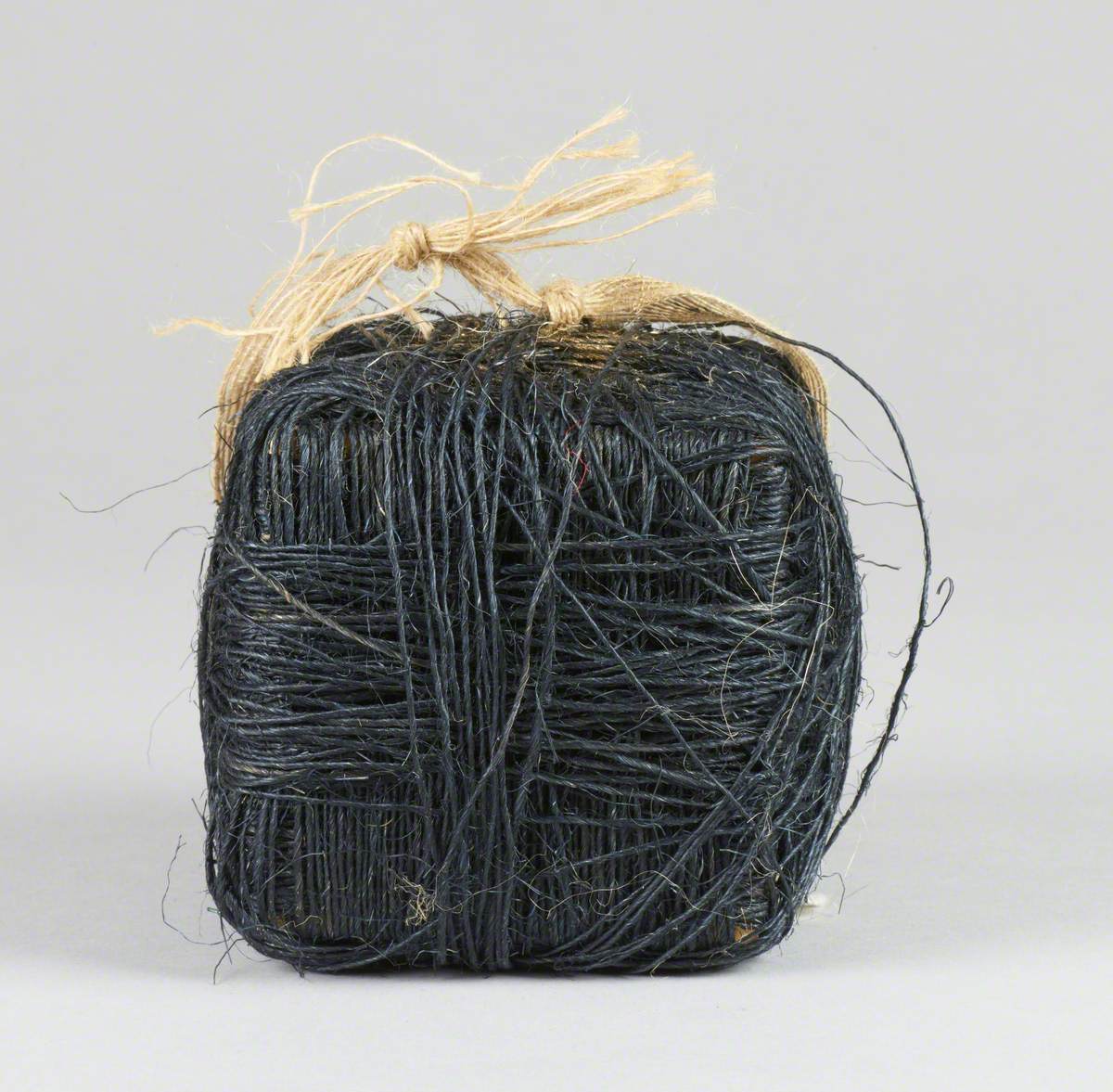 121 Linked Cubes: Cube Covered in Black Jute Twine
