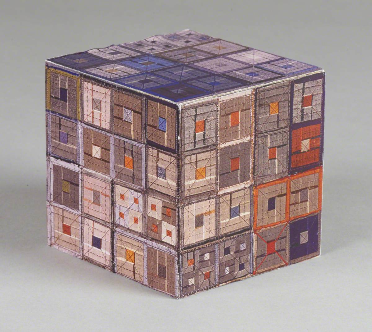 121 Linked Cubes: Cube Covered in Patterned Squares | Art UK