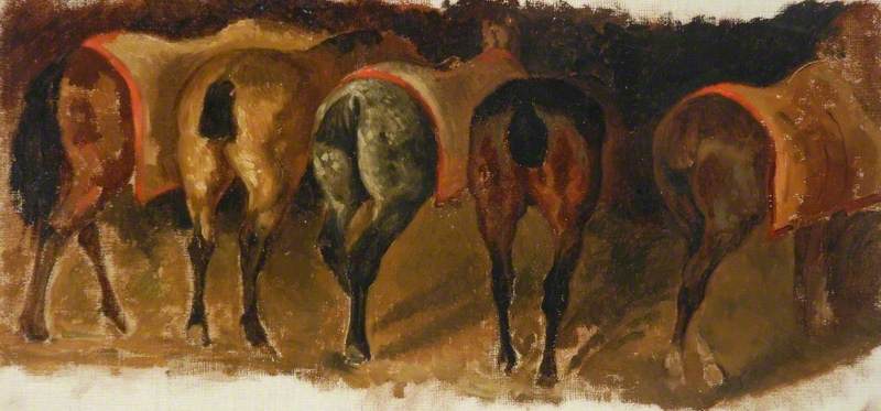 Horses Standing in a Mews