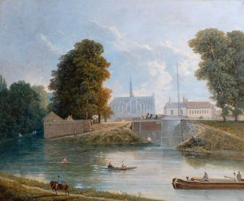 View of Amiens Cathedral from along the River