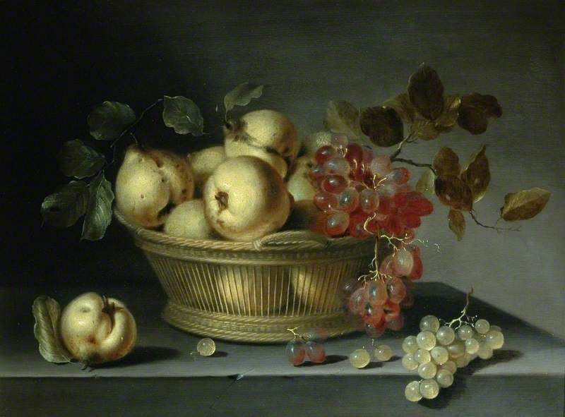 A Basket of Pears and Grapes