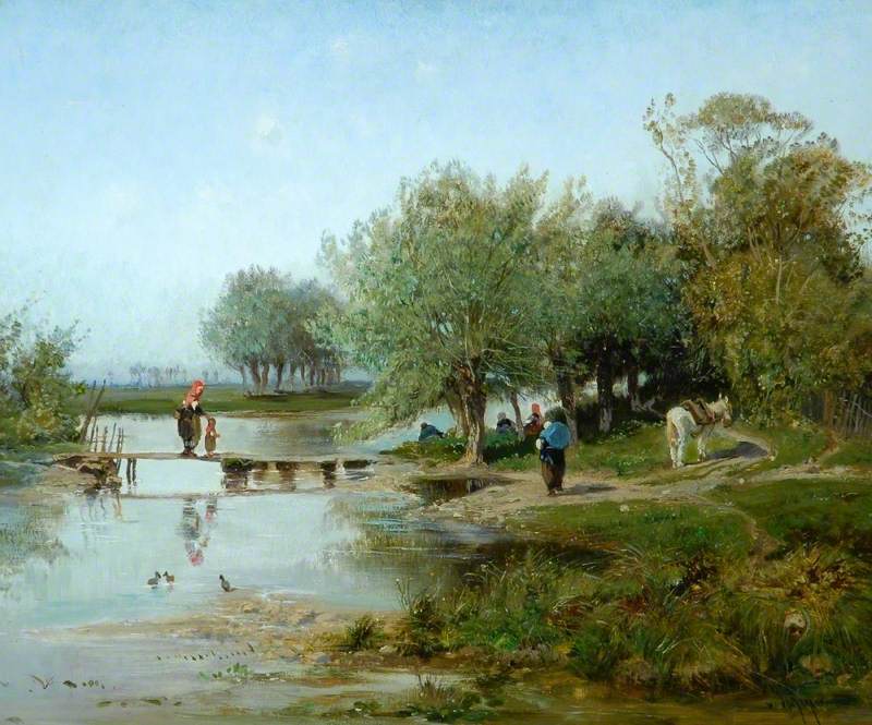Landscape with a River and a Rustic Bridge