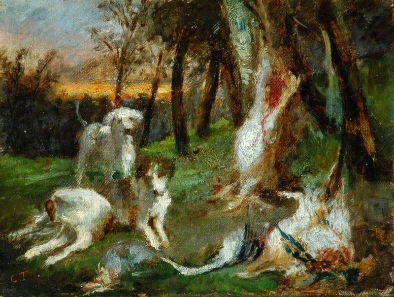 Wooded Landscape with Dogs and Dead Game