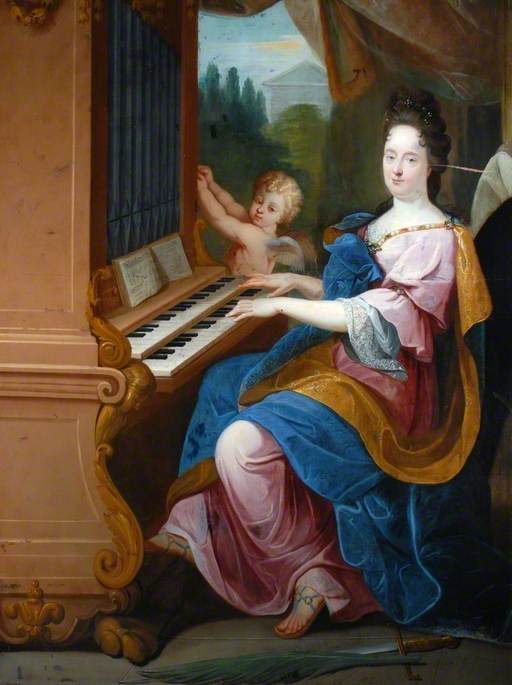 Madame de Maintenon as Saint Cecilia and a Boy (possibly the Duc de Maine) as an Angel Blowing an Organ