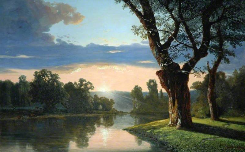 Landscape with a River and Trees, Sunset