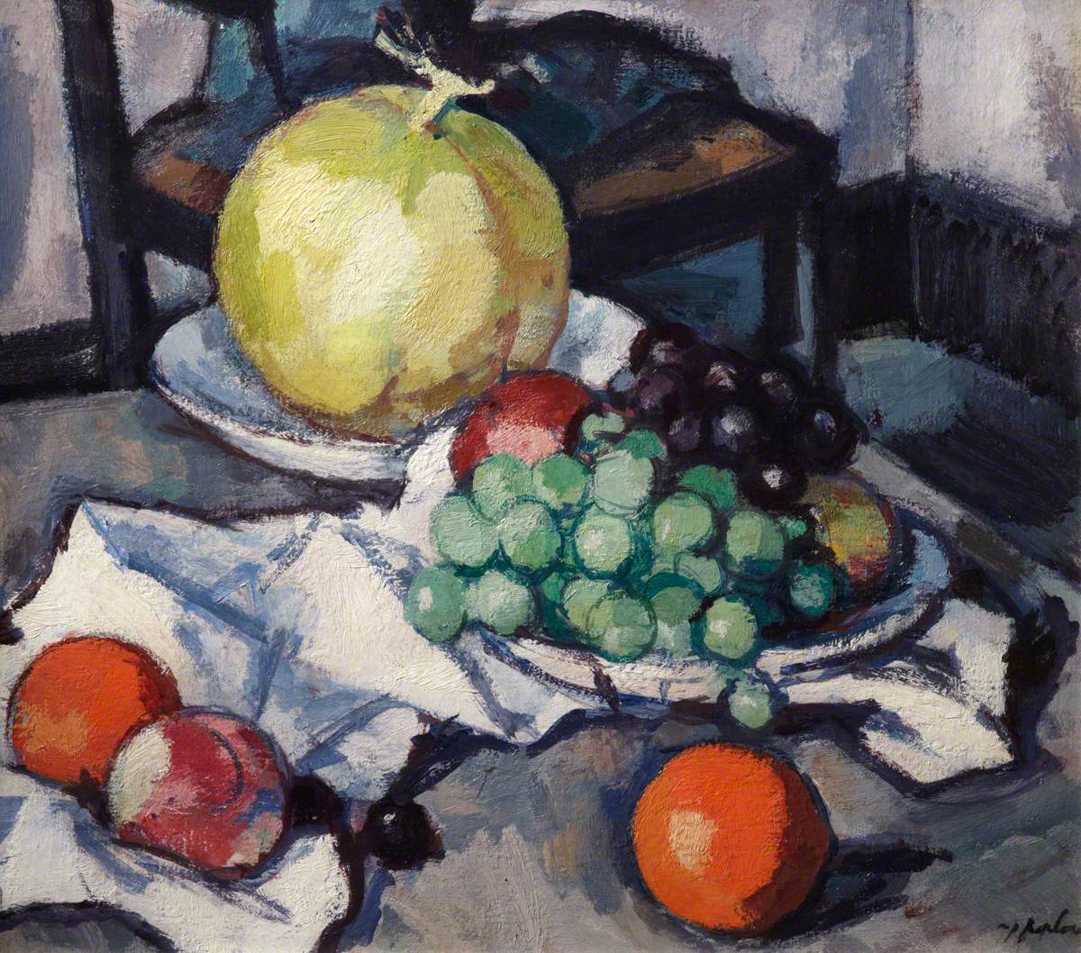 Still Life with Melon and Grapes