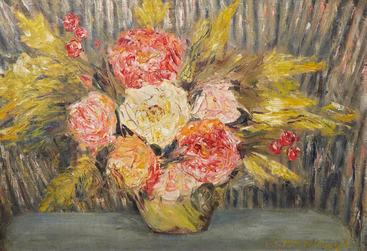 Roses against a Striped Background