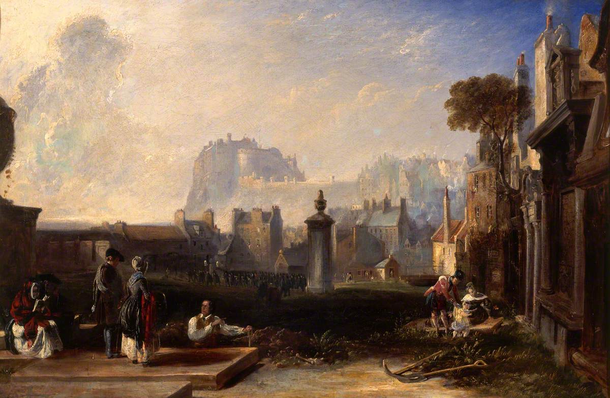 Old Edinburgh, Showing the Castle from Greyfriars Churchyard