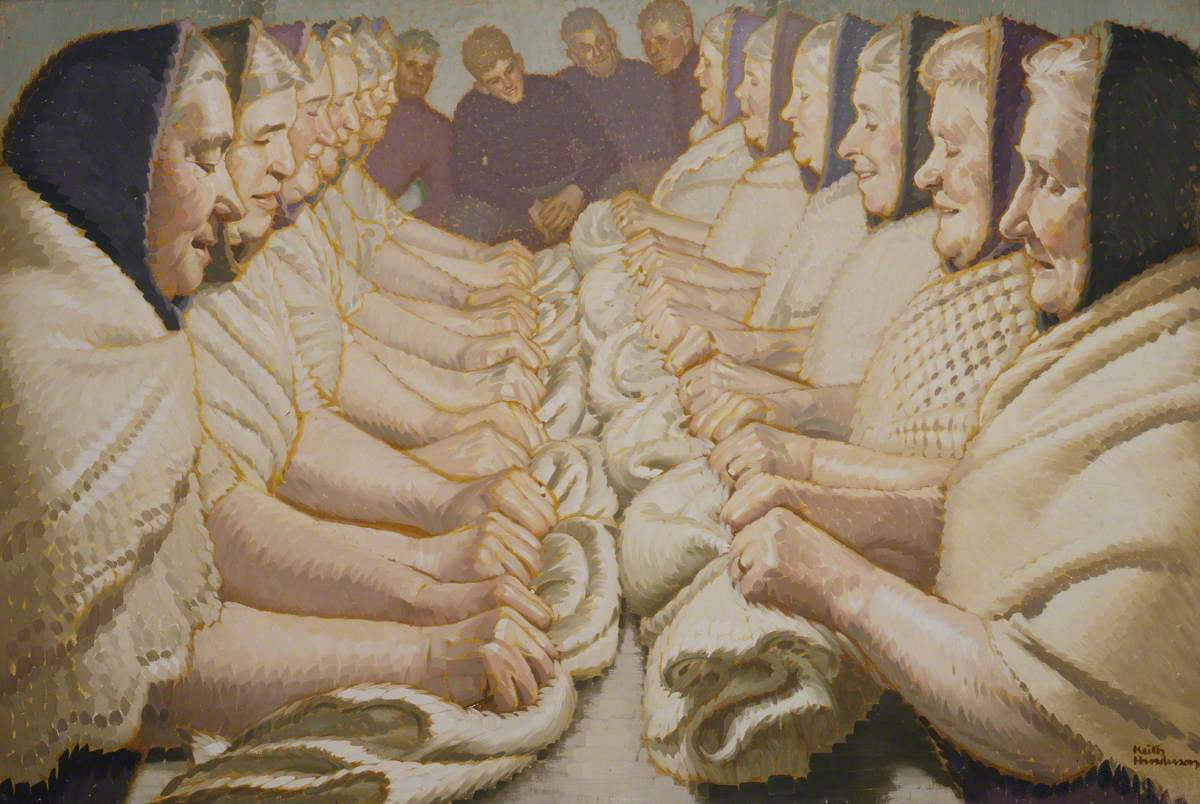 Women Singing at a Table (Waulking the Cloth)