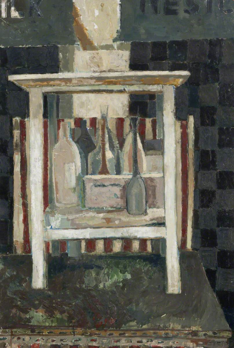Still Life with Table and Bottles