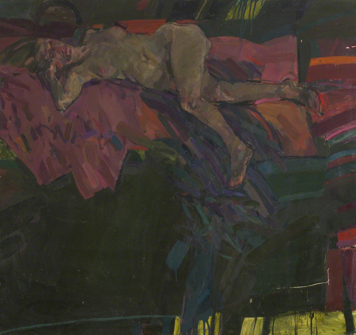 Reclining Female Nude on Pink Drape