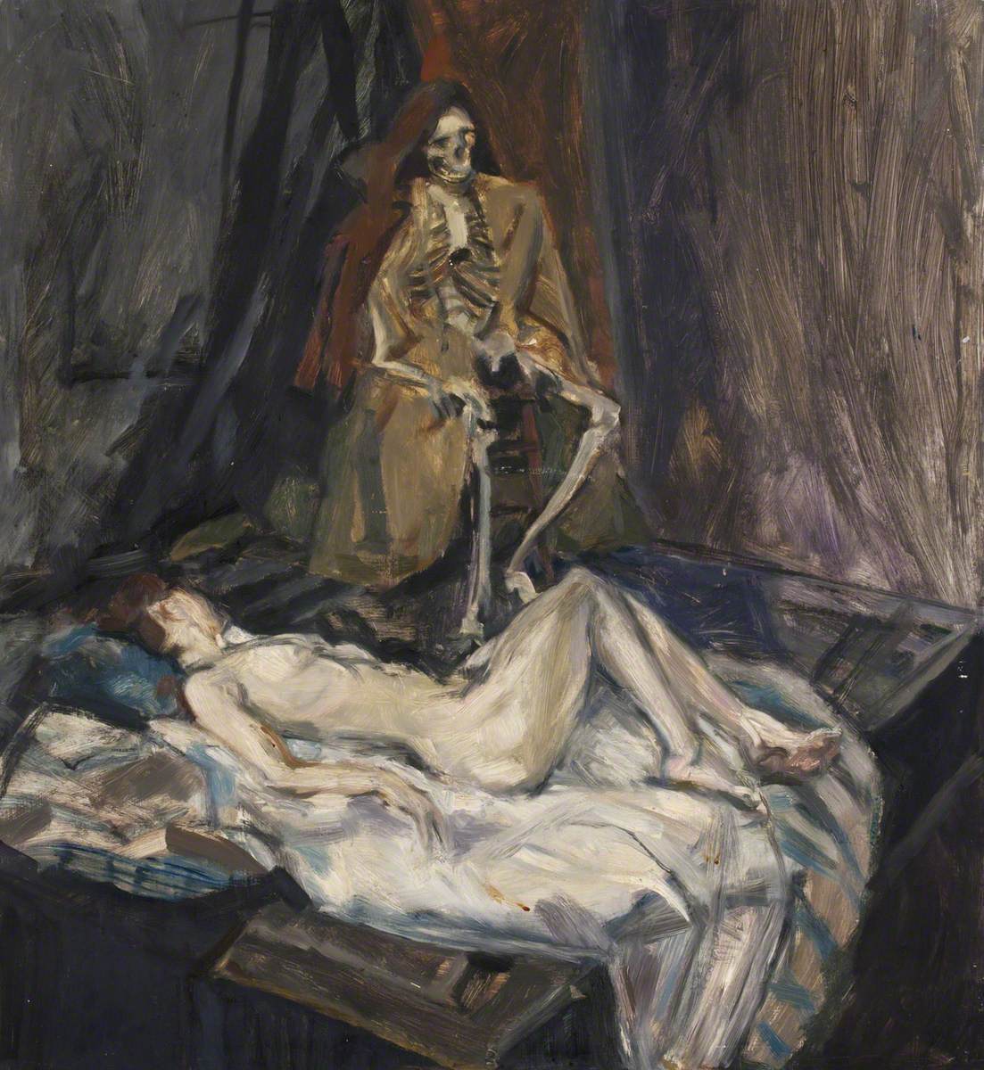 Reclining Female Nude with Skeleton