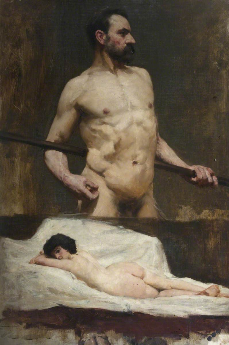 Study of Reclining Female Nude and Bearded Male