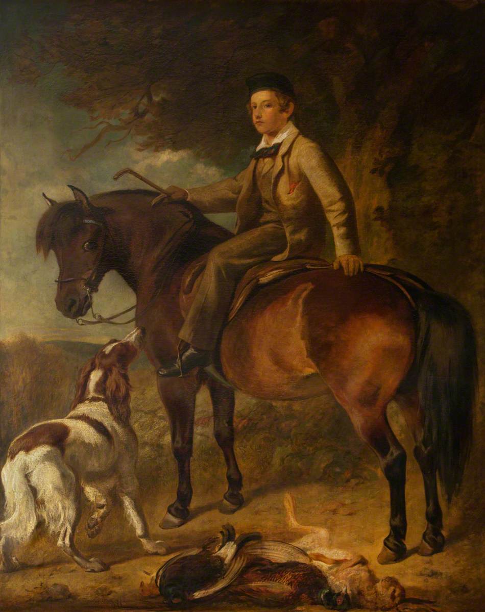 Boy on a Pony with a Dog