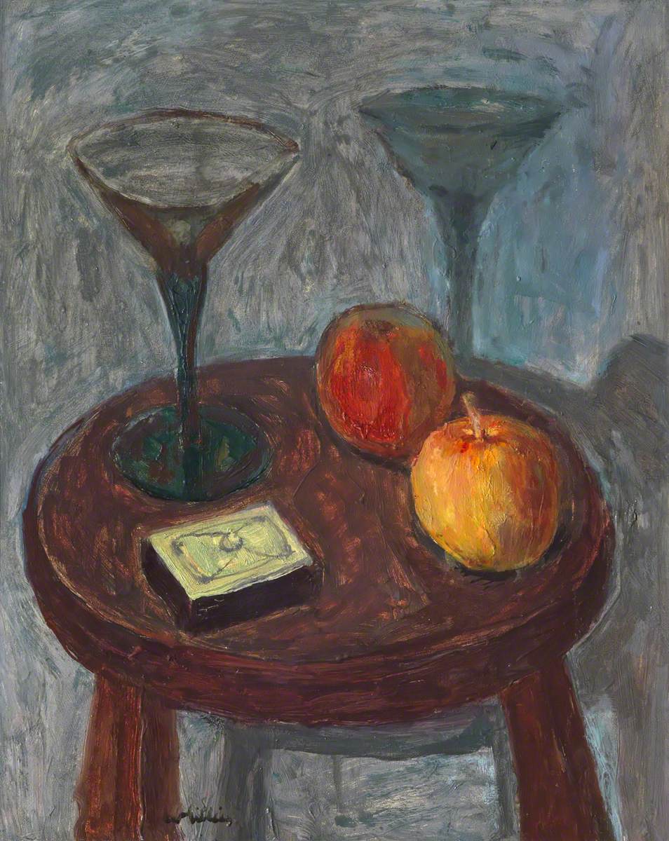 Still Life with Wine Glasses and Apples