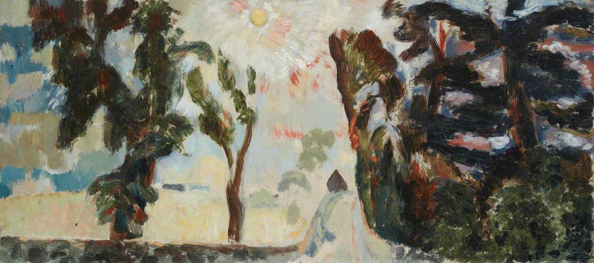 Landscape with Fir Trees and Sun