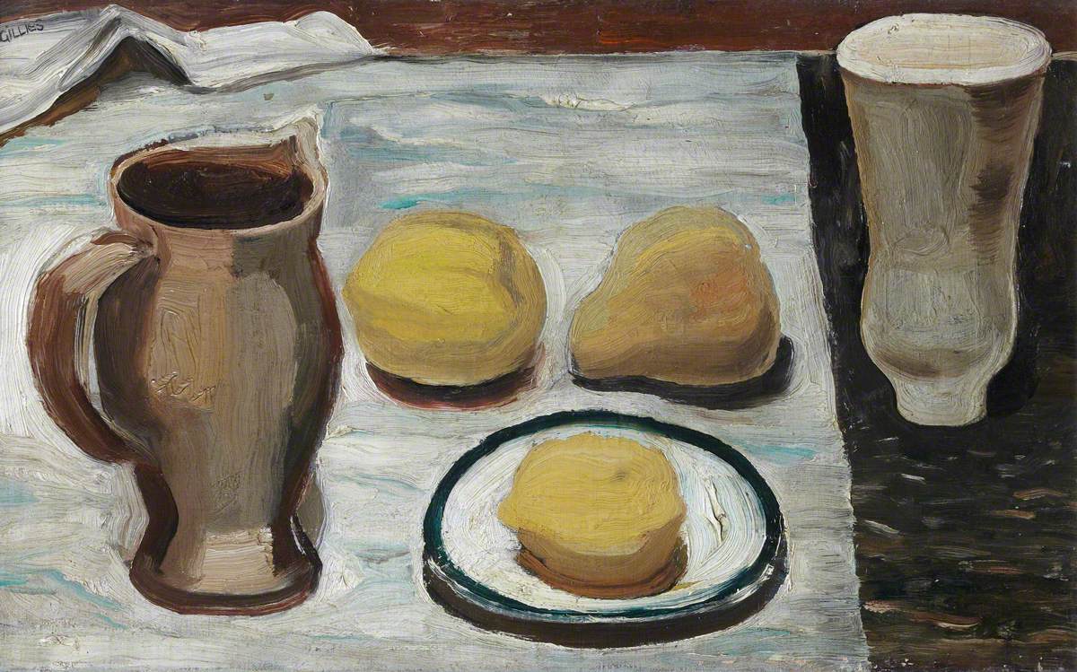 Two Pots, Saucer and Fruit