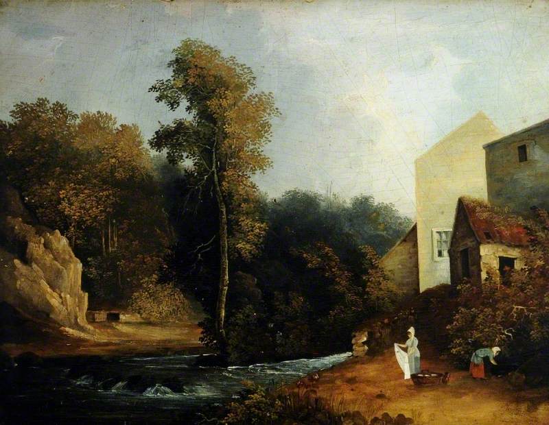 Landscape, Two Women by a Stream